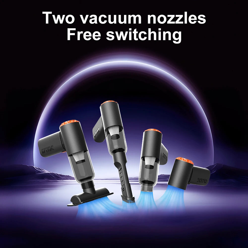 High-Power Mini Car Vacuum cleaner-20000Pa, 130,000RPM Brushless Motor, 4000mAh Battery, Dual Nozzles for Car/Home/Keyboard & Vacuum Storag
