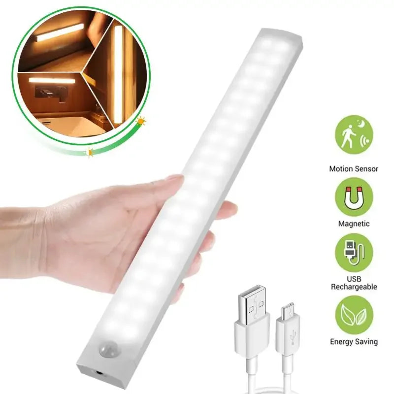 NOVEX Wireless LED Motion Sensor Night Light – USB Rechargeable Magnetic Closet & Wardrobe Lamp