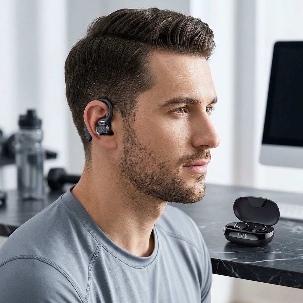 True Wireless Earbuds – Ear Hook Sports Headphones with HiFi Stereo & Mic