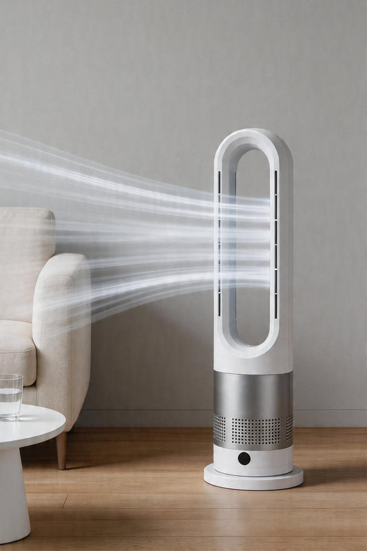 🌬️ Bladeless Tower Fan with Remote Control – 8 Speeds, Oscillation & 8H Timer