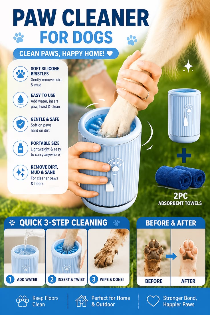 🐾 Pet Paw Cleaner Cup – Easy Foot Washing for Cats & Dogs