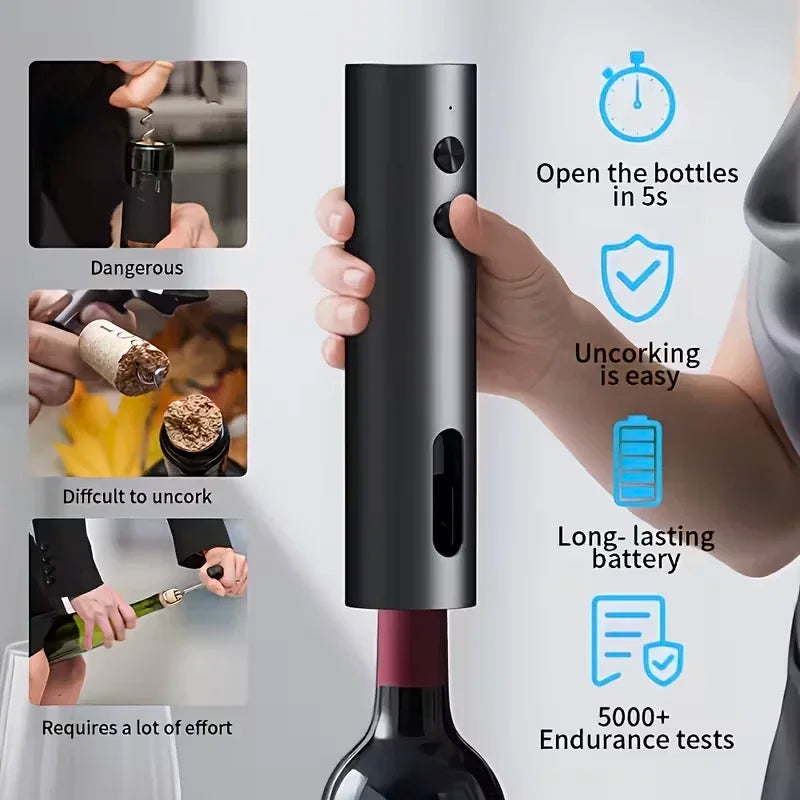 NOVEX Electric Wine Opener Set – Rechargeable USB-C Corkscrew with Foil Cutter, Wine Pourer & Vacuum Stopper