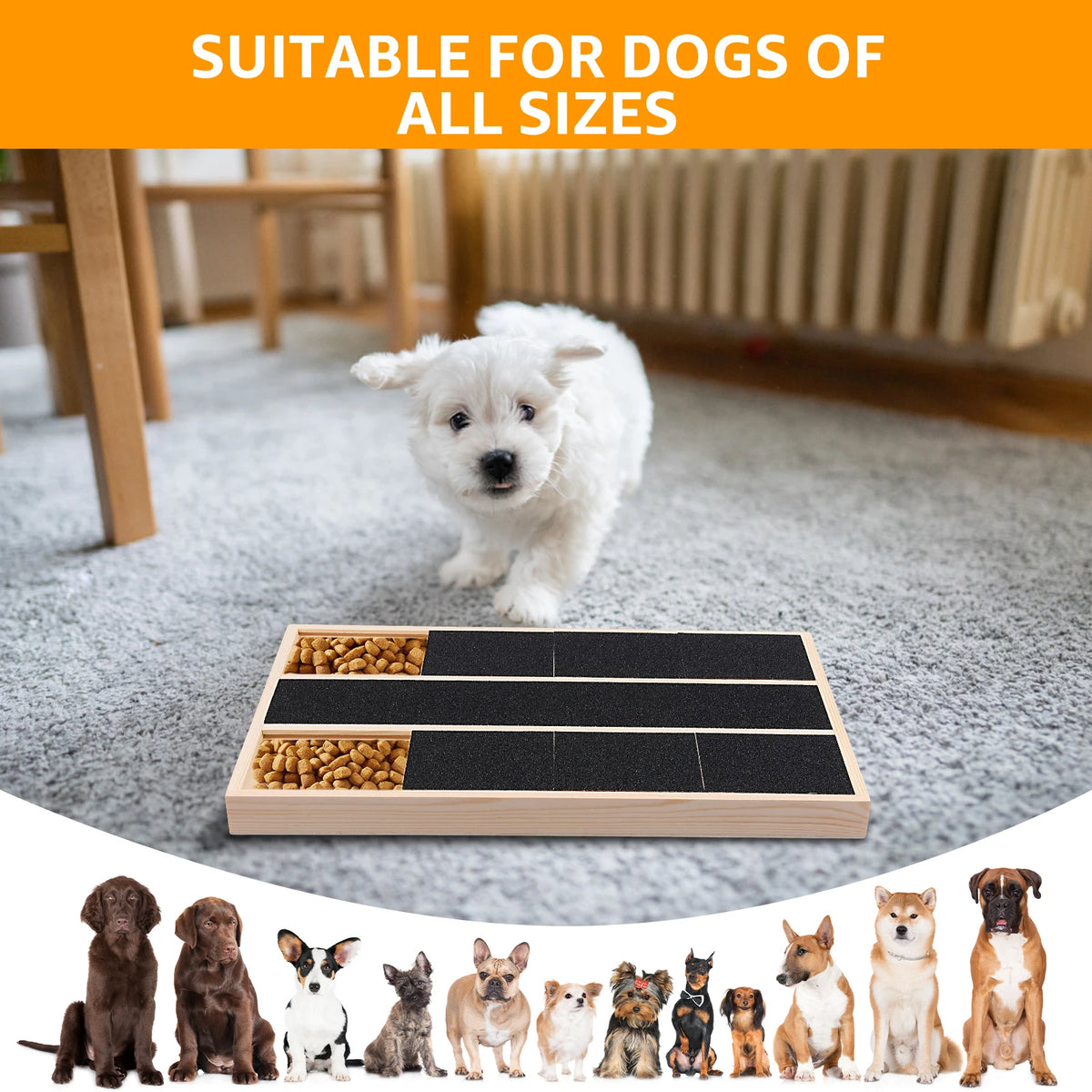 🐾 Dog Nail Scratch Board with Treat Box – Wooden Puppy Nail Grinding Pad