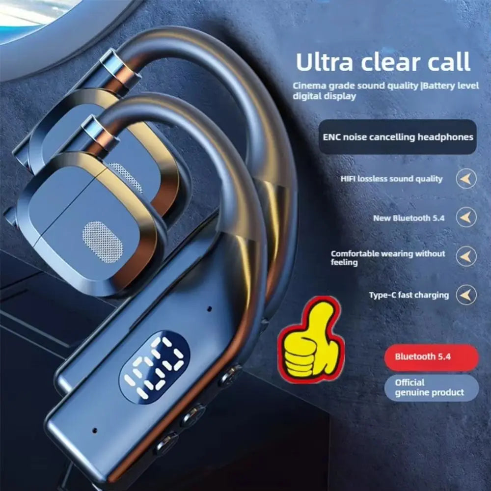 Bluetooth 5.4 Ear Hook Headset – Noise Reduction & HD Microphone