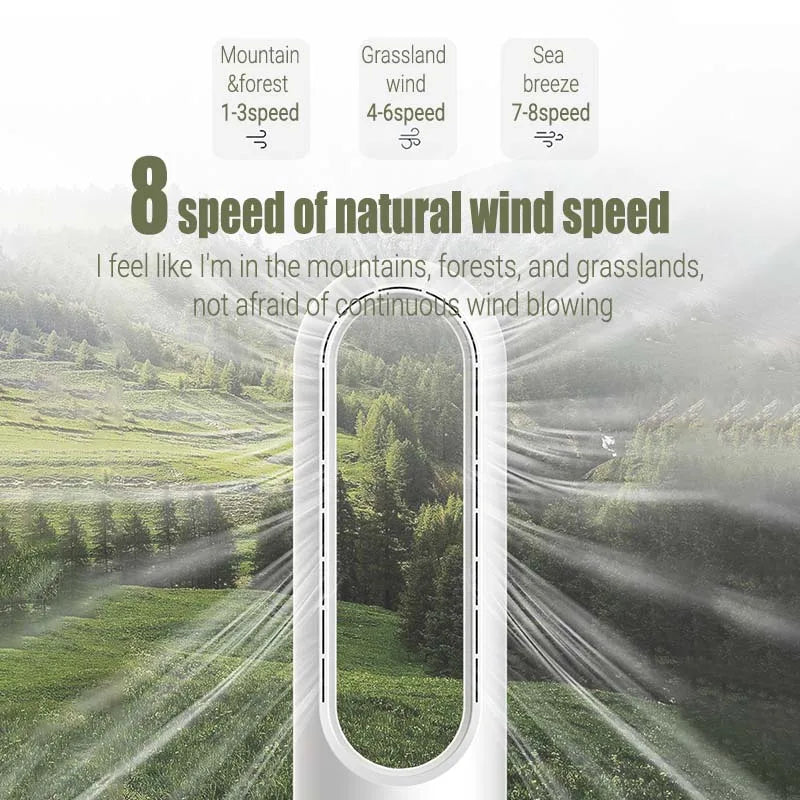 🌬️ Bladeless Tower Fan with Remote Control – 8 Speeds, Oscillation & 8H Timer