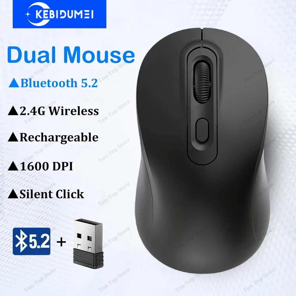 Wireless Bluetooth Mouse – Dual Mode, Rechargeable & Silent