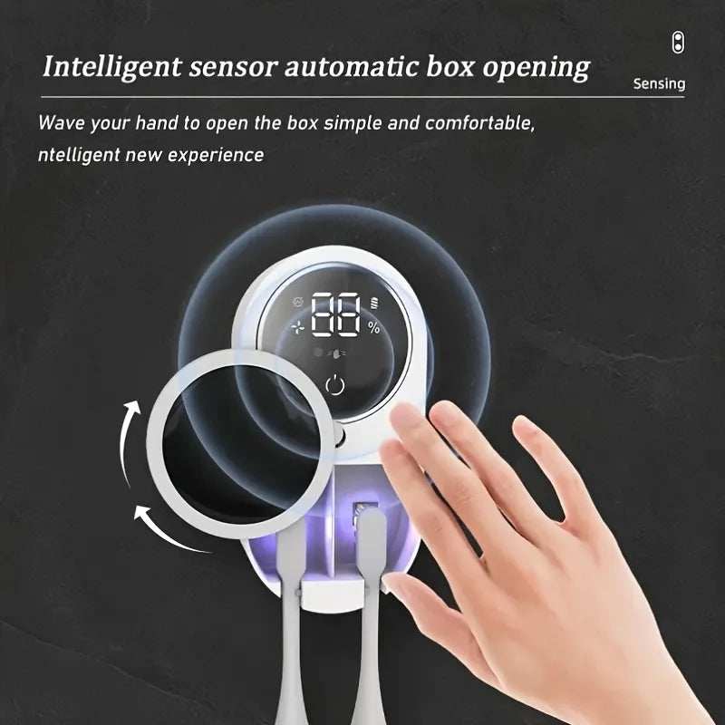 Smart Electric Toothbrush with Digital Display & Wall-Mounted Charging Holder