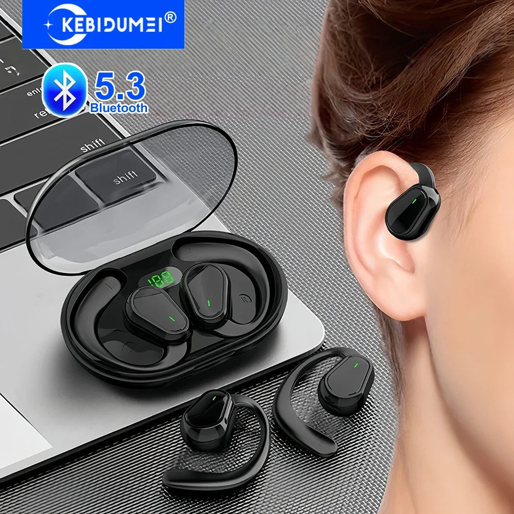 Bluetooth 5.3 Open-Ear Hook Headphones – HiFi Stereo & Waterproof