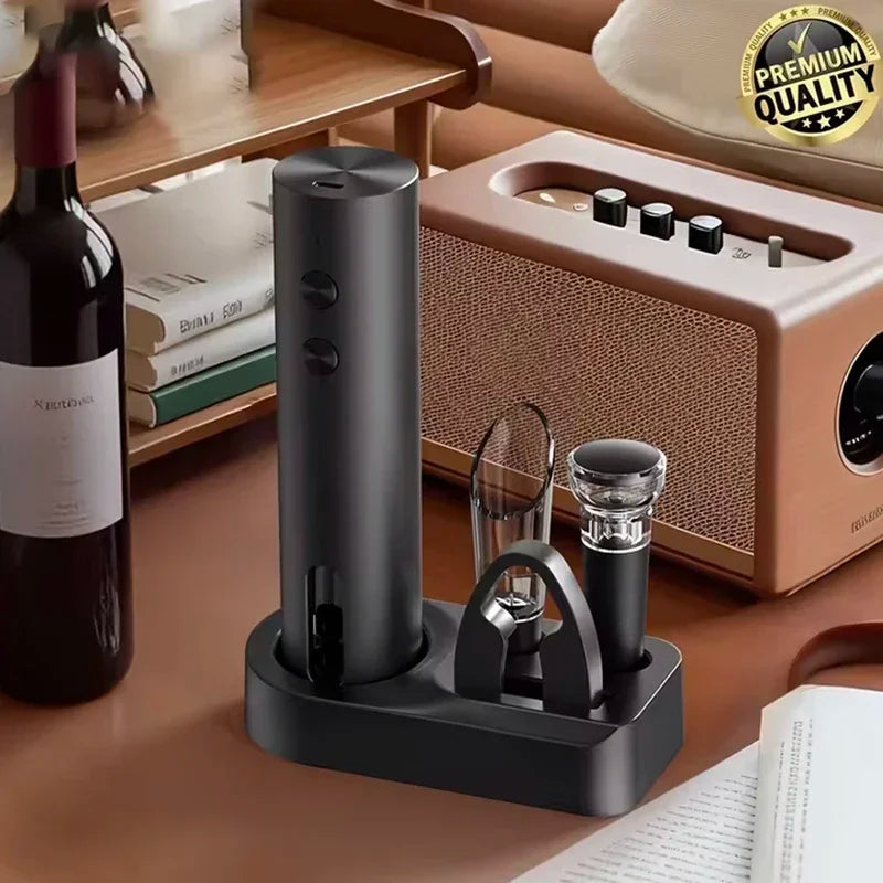 NOVEX Electric Wine Opener Set – Rechargeable USB-C Corkscrew with Foil Cutter, Wine Pourer & Vacuum Stopper