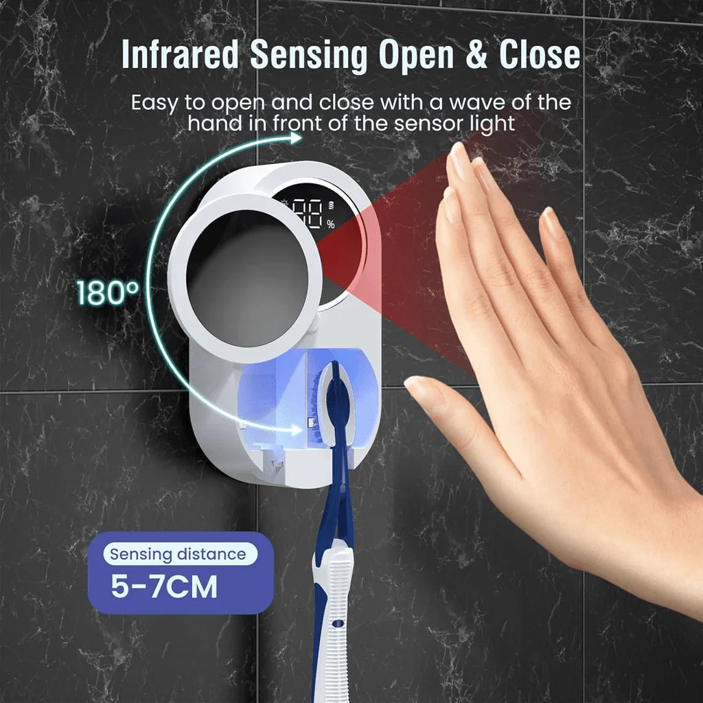 Smart Electric Toothbrush with Digital Display & Wall-Mounted Charging Holder