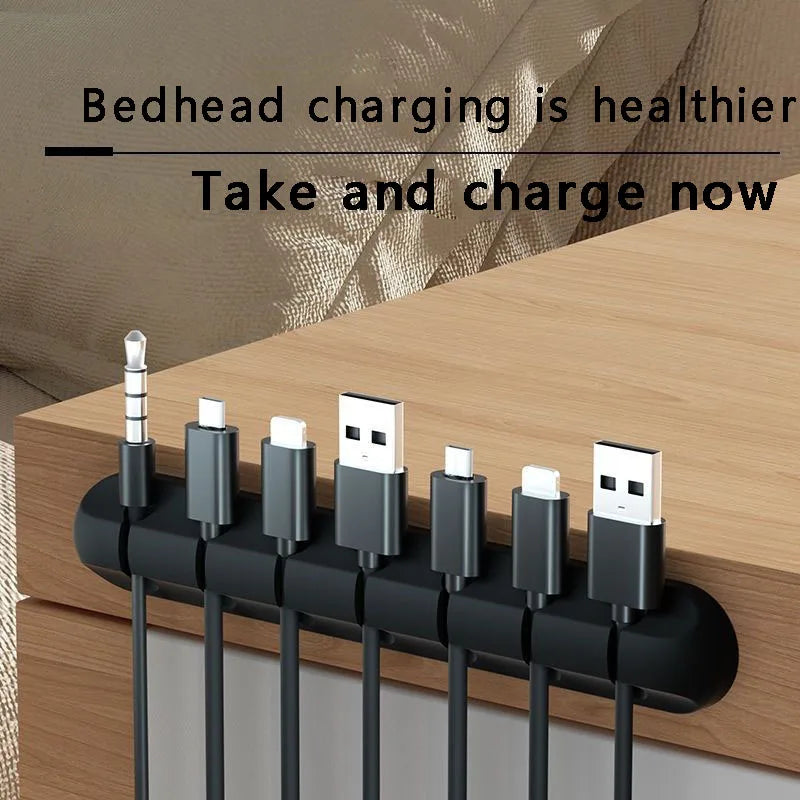 NOVEX 5/7-Hole Cable Organizer Clips – Desktop Charging Cable Holder & Wire Management Storage