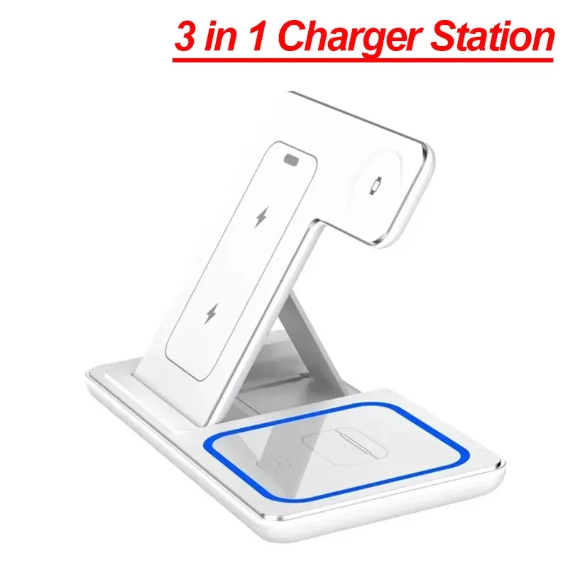 NOVEX 3-in-1 Wireless Charging Station for iPhone 17 16 15 14 13 12 Pro Max iWatch 11 Airpods Pro 4/3 Fast Charger Stand Dock