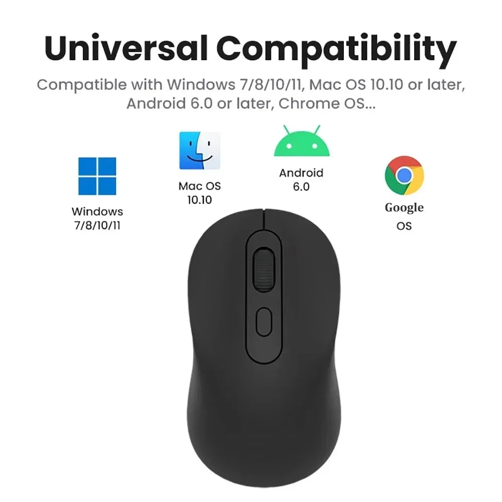 Wireless Bluetooth Mouse – Dual Mode, Rechargeable & Silent