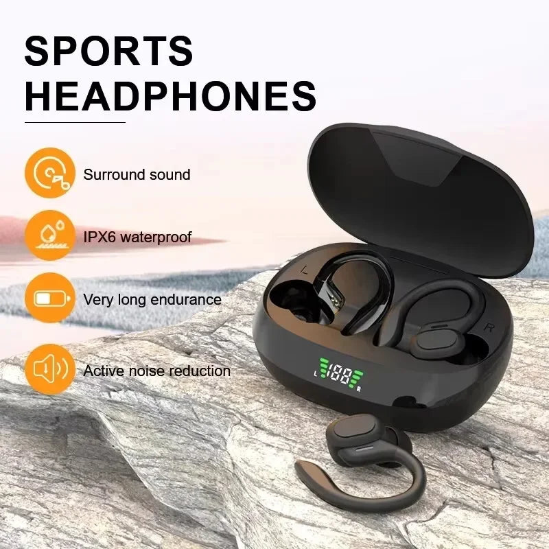 True Wireless Earbuds – Ear Hook Sports Headphones with HiFi Stereo & Mic