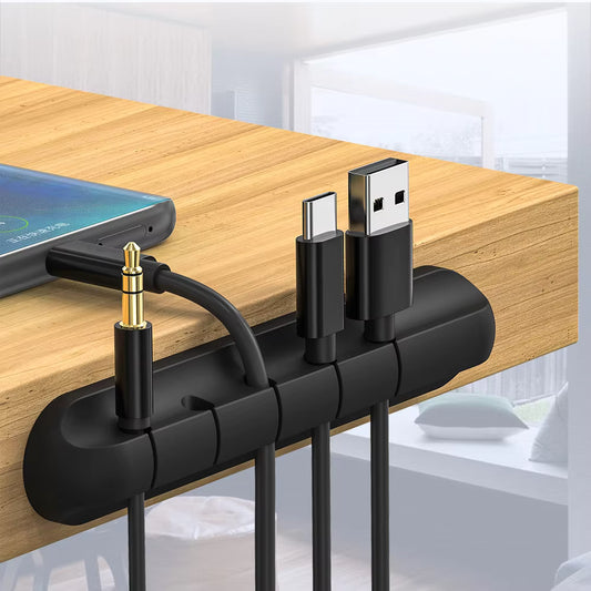 NOVEX 5/7-Hole Cable Organizer Clips – Desktop Charging Cable Holder & Wire Management Storage