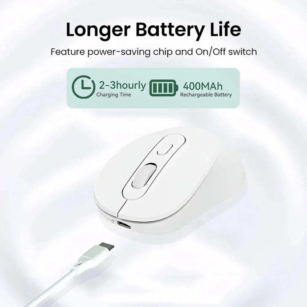 Wireless Bluetooth Mouse – Dual Mode, Rechargeable & Silent