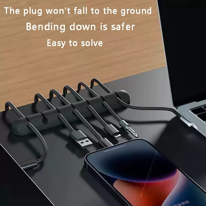 NOVEX 5/7-Hole Cable Organizer Clips – Desktop Charging Cable Holder & Wire Management Storage