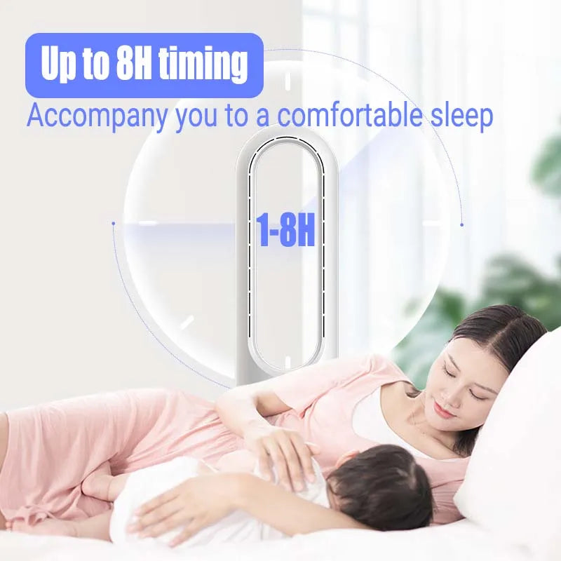 🌬️ Bladeless Tower Fan with Remote Control – 8 Speeds, Oscillation & 8H Timer