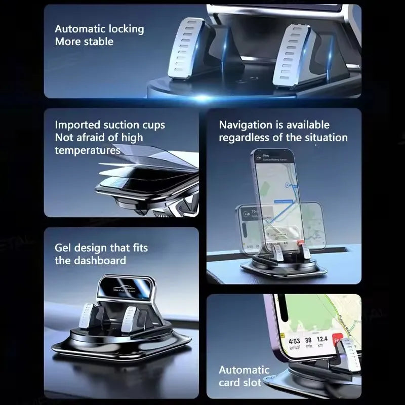 NOVEX Universal Car Phone Holder – 360° Rotating Anti-Slip Dashboard Mount for GPS Navigation