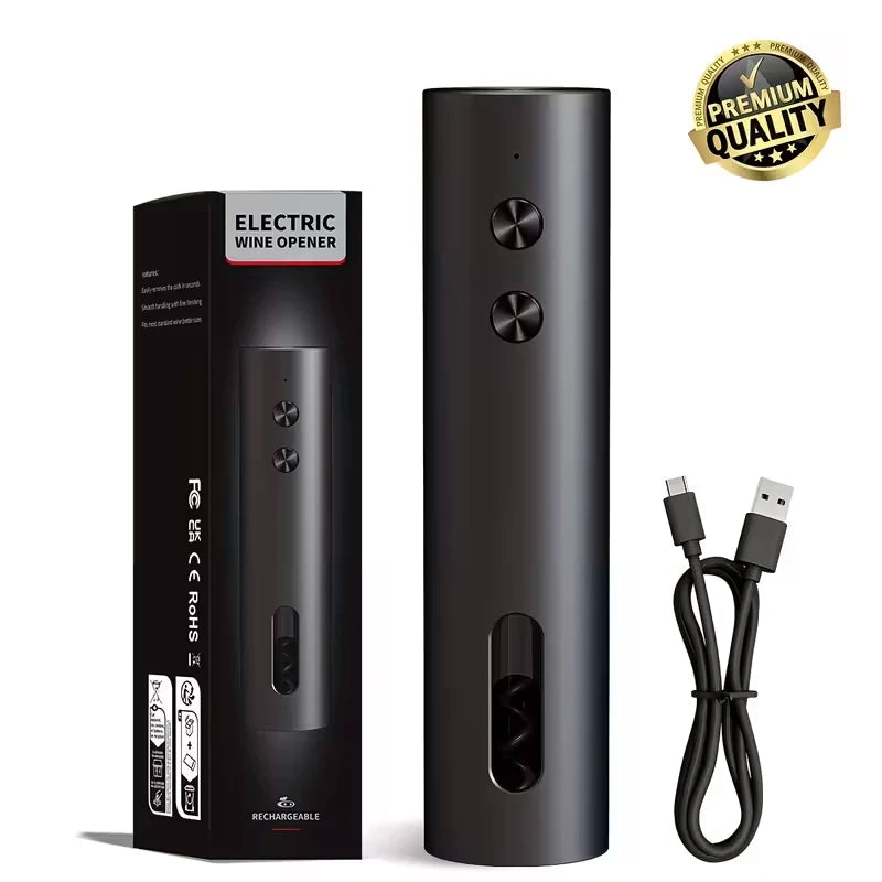 NOVEX Electric Wine Opener Set – Rechargeable USB-C Corkscrew with Foil Cutter, Wine Pourer & Vacuum Stopper