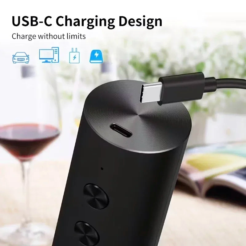 NOVEX Electric Wine Opener Set – Rechargeable USB-C Corkscrew with Foil Cutter, Wine Pourer & Vacuum Stopper