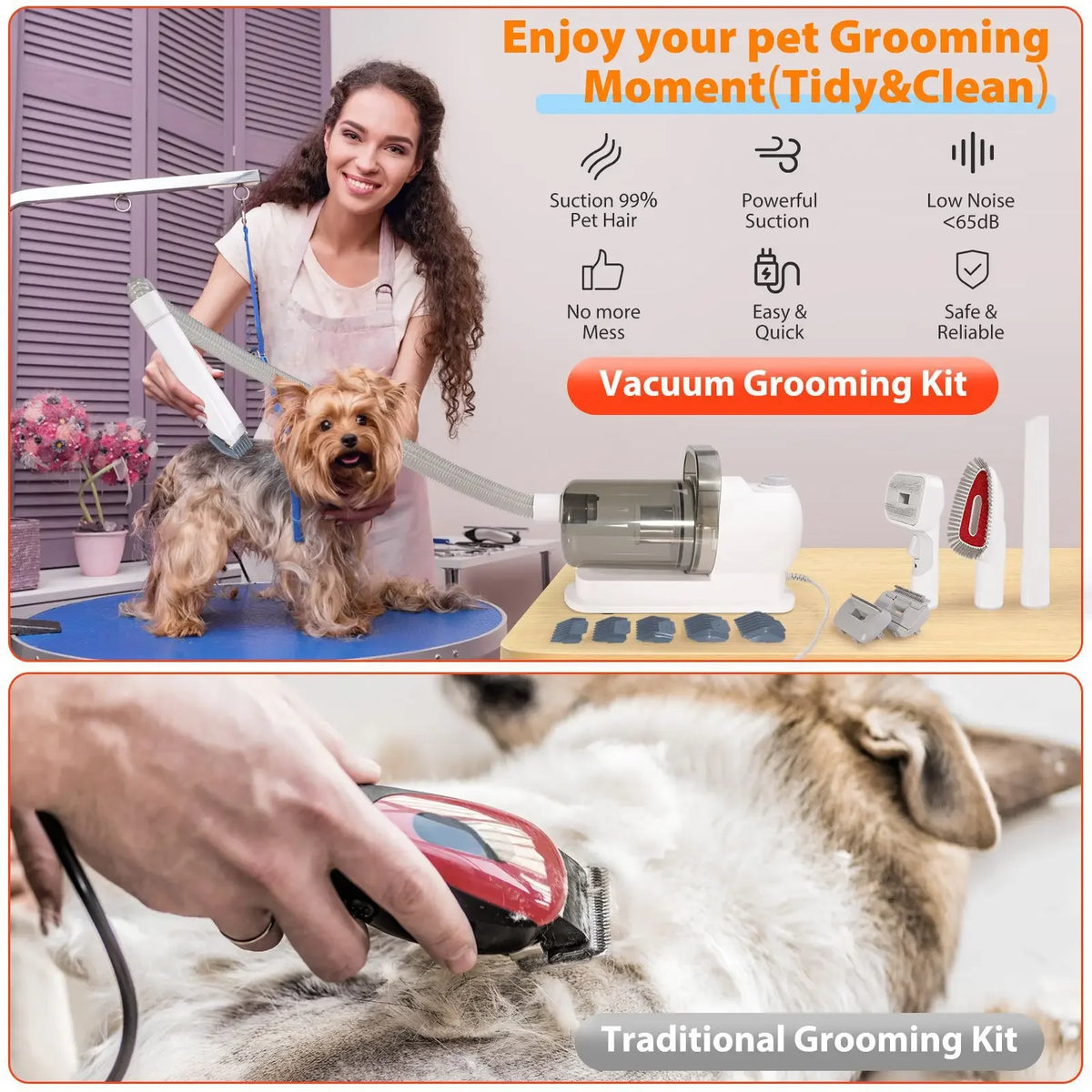 Pet multi-functional hair trimmer dog vacuum set all-in-one machine pet beauty device vacuum cleaner hair clipper