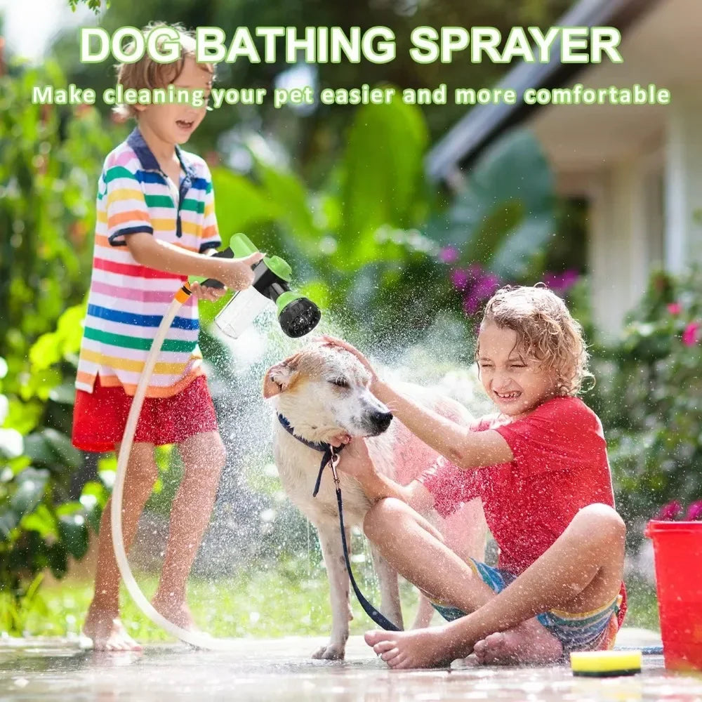 8-in-1 Pet Shower Gun – Foam Sprayer & Grooming Brush