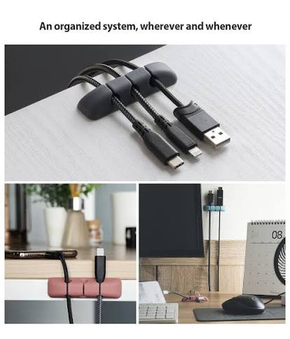 NOVEX 5/7-Hole Cable Organizer Clips – Desktop Charging Cable Holder & Wire Management Storage